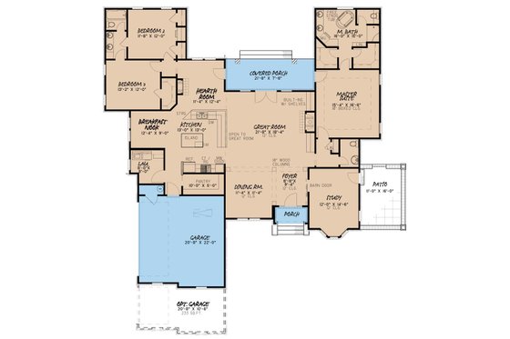 Floor Plan - Main Floor for European House Plan #923-33 - 3 bed, 2.5 bath