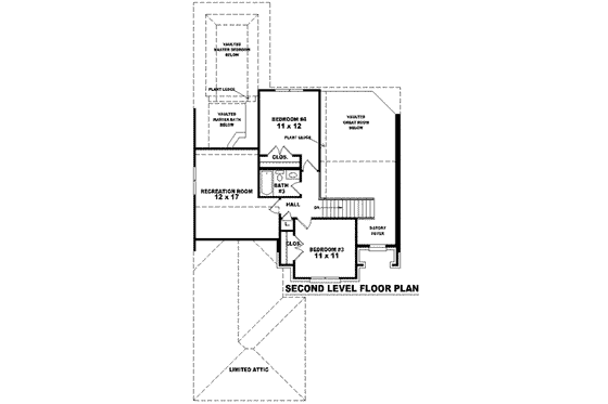 Floor Plan - Upper Floor for European House Plan #81-836 - 4 bed, 3 bath