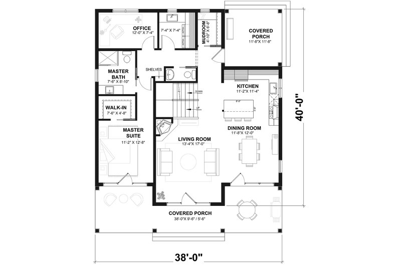 Dream House Plan - Floor Plan - Main Floor for Farmhouse House Plan #23-826 - 4 bed, 2.5 bath