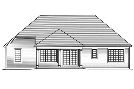 Exterior - Rear Elevation 1 for Ranch House Plan #46-882 - 3 bed, 2.5 bath