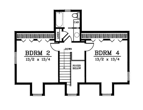 Country Floor Plan - Upper Floor Plan #101-202