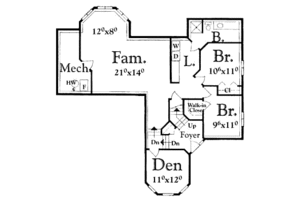 Floor Plan - Lower Floor for European House Plan #409-113 - 3 bed, 2 bath