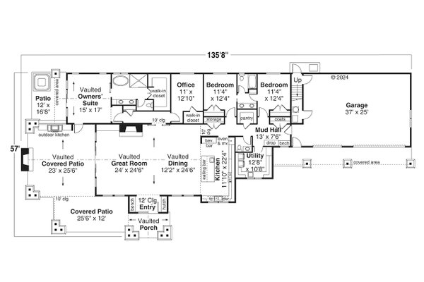 Craftsman Floor Plan - Main Floor Plan #124-1382