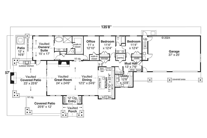 House Plan Design - Floor Plan - Main Floor for Craftsman House Plan #124-1382 - 3 bed, 2.5 bath