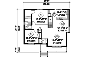 Floor Plan - Main Floor for Country House Plan #25-4458 - 2 bed, 1 bath