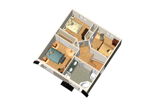 Floor Plan - Upper Floor 1 for European House Plan #25-4469 - 3 bed, 1 bath