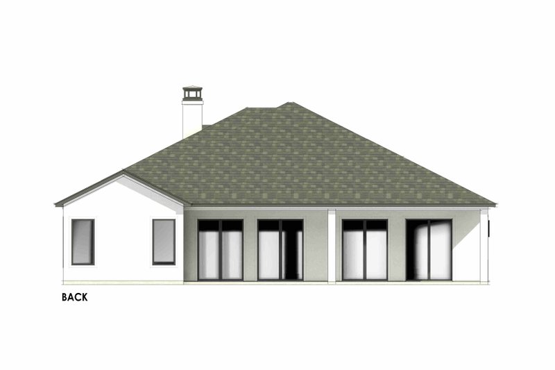 Architectural House Design - Exterior - Rear Elevation 1 for Mediterranean House Plan #1096-97 - 4 bed, 2 bath