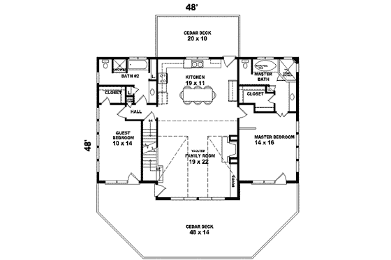 Floor Plan - Main Floor for Traditional House Plan #81-502 - 2 bed, 2 bath