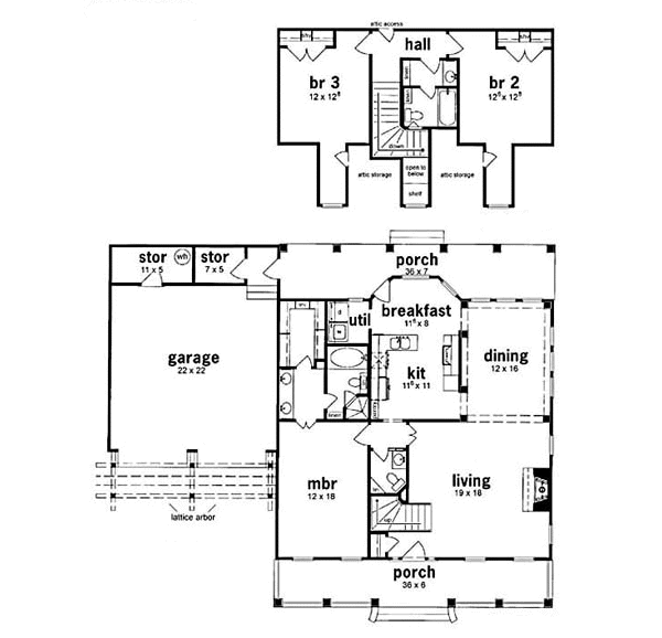 Country Floor Plan - Upper Floor Plan #36-165
