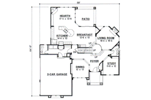 Floor Plan - Main Floor for European House Plan #67-608 - 4 bed, 4.5 bath