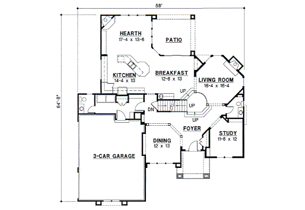 European Floor Plan - Main Floor Plan #67-608