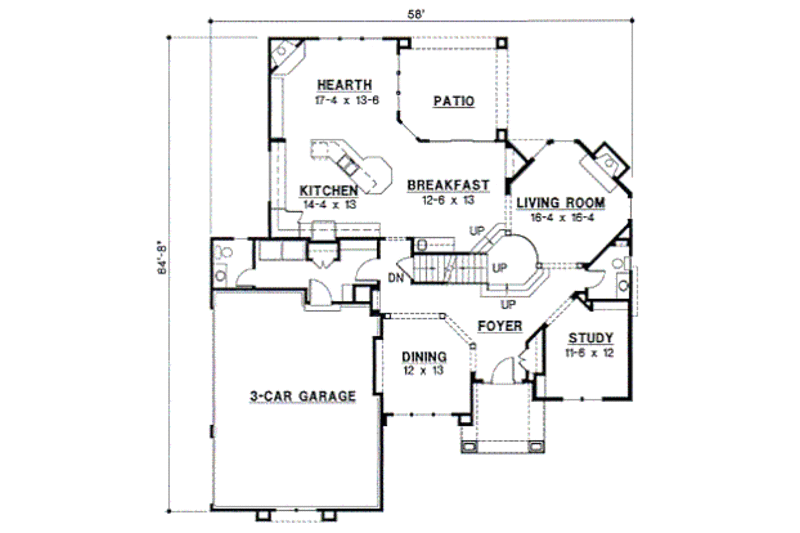 European Style House Plan - 4 Beds 4.5 Baths 3616 Sq/Ft Plan #67-608 ...