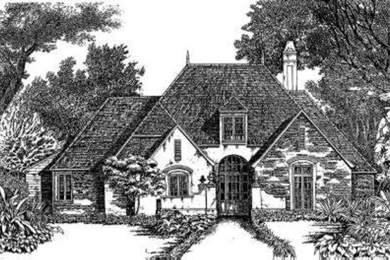 Exterior - Front Elevation for European House Plan #301-104 - 4 bed, 2.5 bath