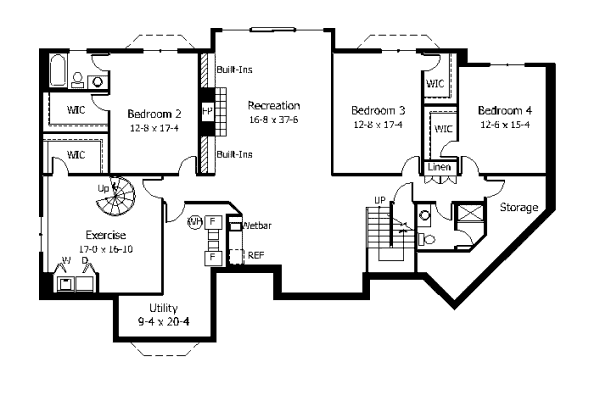 Traditional Floor Plan - Lower Floor Plan #51-192