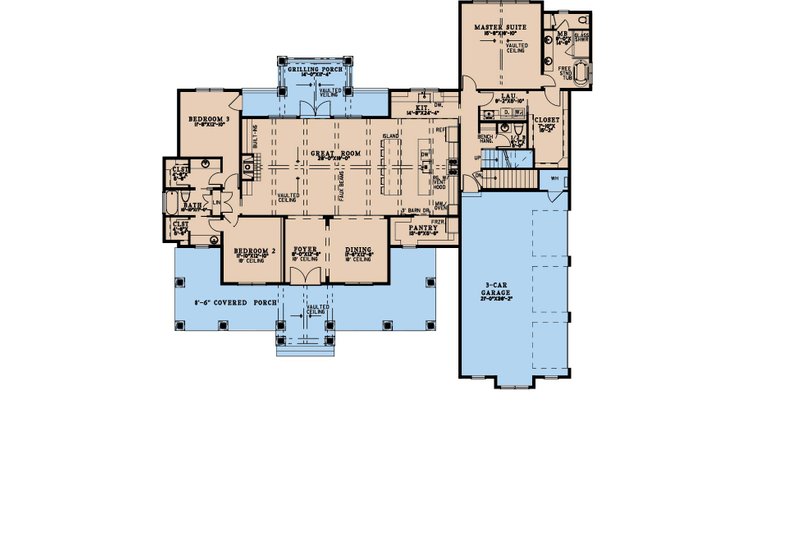 House Design - Floor Plan - Main Floor for Farmhouse House Plan #923-382 - 3 bed, 2.5 bath