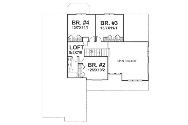 Dream House Plan - Floor Plan - Upper Floor for Traditional House Plan #50-105 - 4 bed, 2 bath