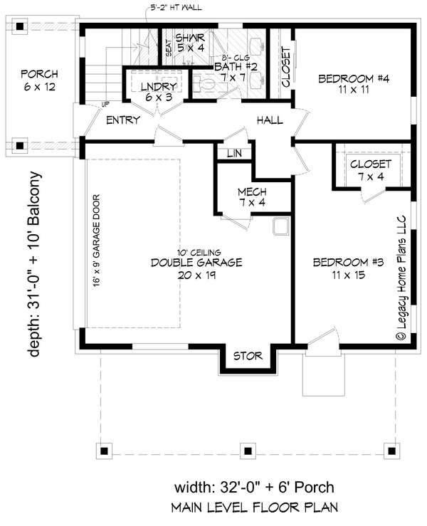 Southern Floor Plan - Main Floor Plan #932-789