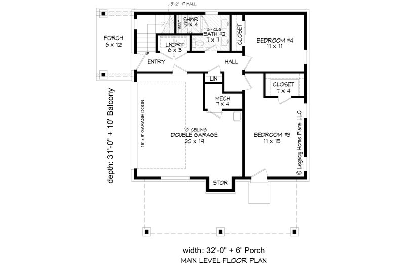 Home Plan - Floor Plan - Main Floor for Southern House Plan #932-789 - 4 bed, 2 bath