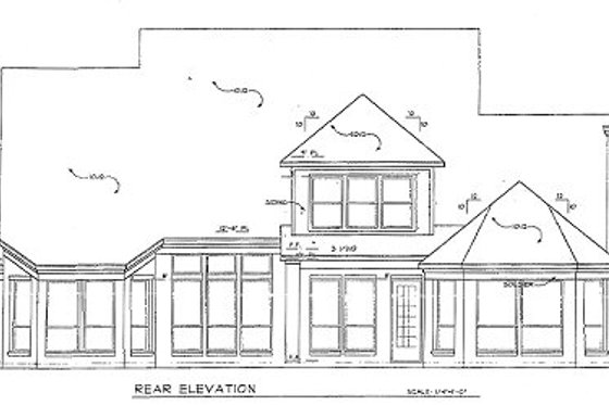 Exterior - Rear Elevation for European House Plan #141-217 - 4 bed, 3 bath