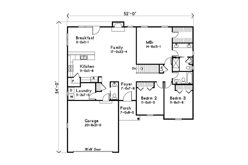 House Plan Design - Floor Plan - Main Floor for Ranch House Plan #22-643 - 3 bed, 2.5 bath