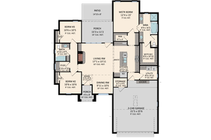 Floor Plan - Main Floor for Southern House Plan #1081-38 - 3 bed, 2 bath