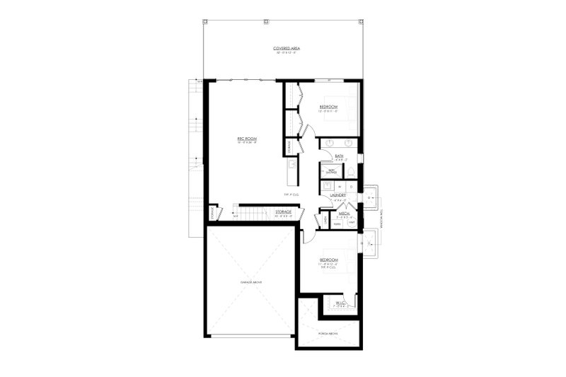 House Blueprint - Floor Plan - Lower Floor for Cottage House Plan #1114-60 - 3 bed, 3 bath