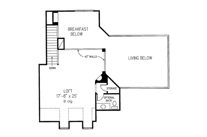 House Blueprint - Floor Plan - Upper Floor for European House Plan #410-271 - 3 bed, 4 bath