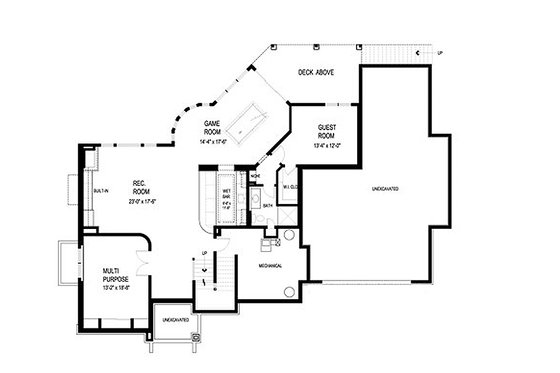 Floor Plan - Lower Floor for Traditional House Plan #56-605 - 4 bed, 4.5 bath