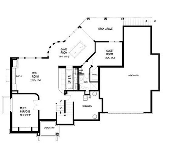 Architectural House Design - Traditional Floor Plan - Lower Floor Plan #56-605