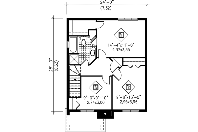 House Design - Floor Plan - Upper Floor House Plan #25-2281 - 3 bed, 2 bath