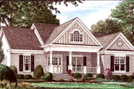Exterior - Front Elevation for Country House Plan #34-167 - 3 bed, 2 bath