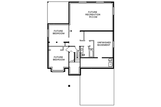Floor Plan - Lower Floor for Traditional House Plan #18-306 - 3 bed, 2 bath