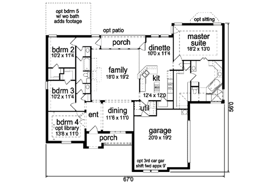 Floor Plan - Main Floor for Traditional House Plan #84-361 - 3 bed, 2 bath