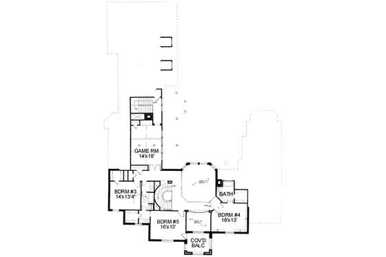Floor Plan - Upper Floor for European House Plan #141-164 - 5 bed, 4.5 bath