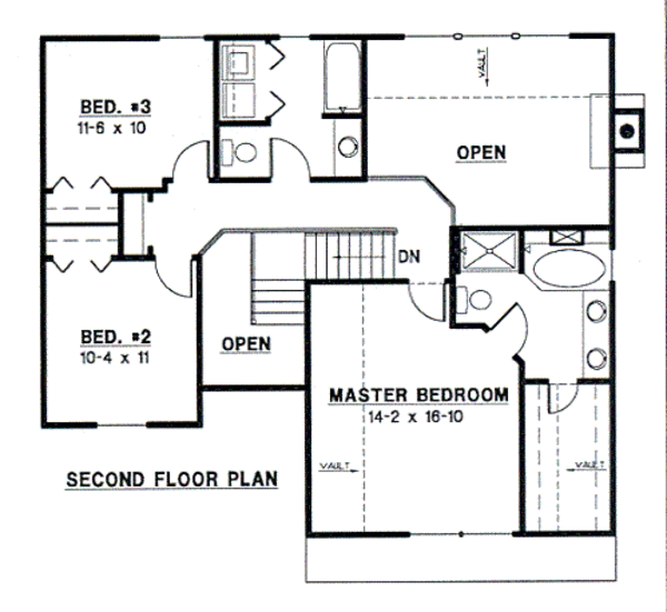 Traditional Floor Plan - Upper Floor Plan #67-474