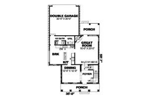 Floor Plan - Main Floor for Colonial House Plan #34-143 - 3 bed, 2.5 bath