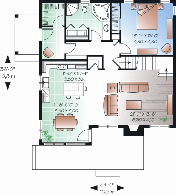 House Blueprint - Country Floor Plan - Main Floor Plan #23-2241