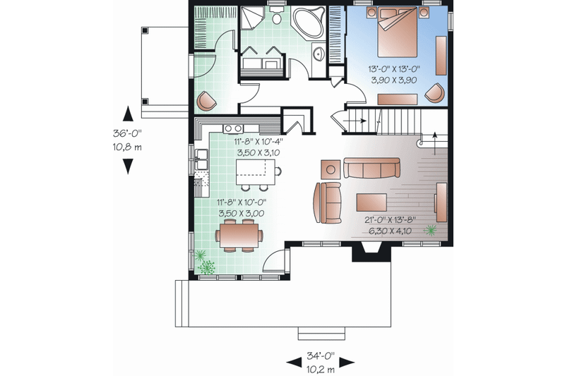 Home Plan - Floor Plan - Main Floor for Country House Plan #23-2241 - 3 bed, 2 bath