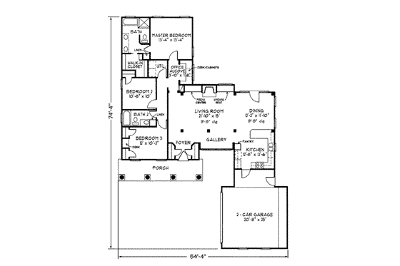 Floor Plan - Main Floor for Southern House Plan #410-333 - 3 bed, 2 bath