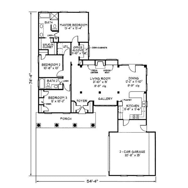 Home Plan - Southern Floor Plan - Main Floor Plan #410-333