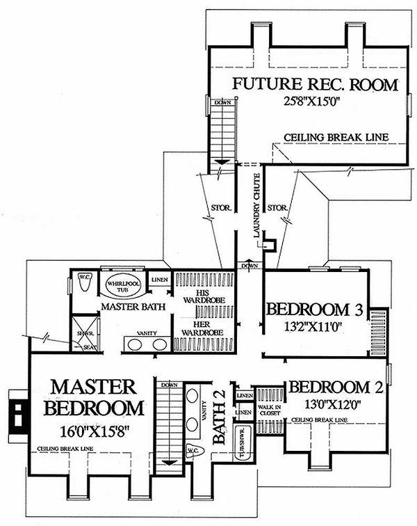 Colonial Floor Plan - Upper Floor Plan #137-178