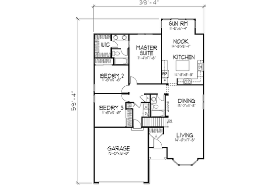 Floor Plan - Main Floor for Traditional House Plan #320-473 - 3 bed, 2 bath