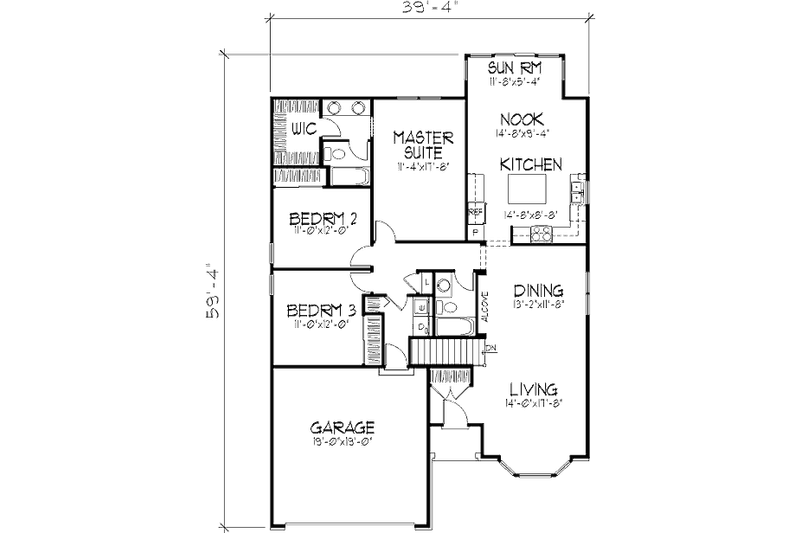 Home Plan - Floor Plan - Main Floor for Traditional House Plan #320-473 - 3 bed, 2 bath