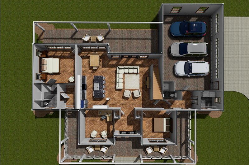 Dream House Plan - Floor Plan - Main Floor for Farmhouse House Plan #513-2245 - 4 bed, 3 bath