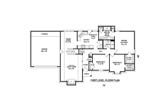 Floor Plan - Main Floor for Traditional House Plan #81-13893 - 3 bed, 3 bath