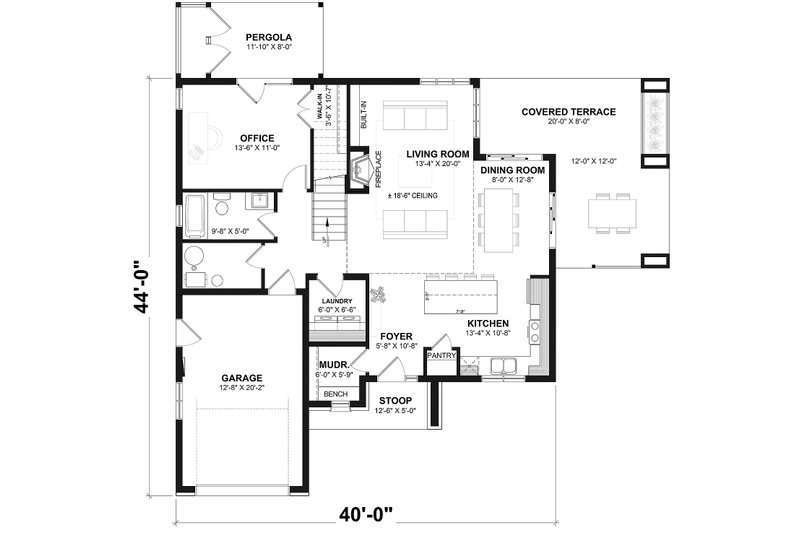 Home Plan - Floor Plan - Main Floor for Modern House Plan #23-2308 - 4 bed, 2 bath