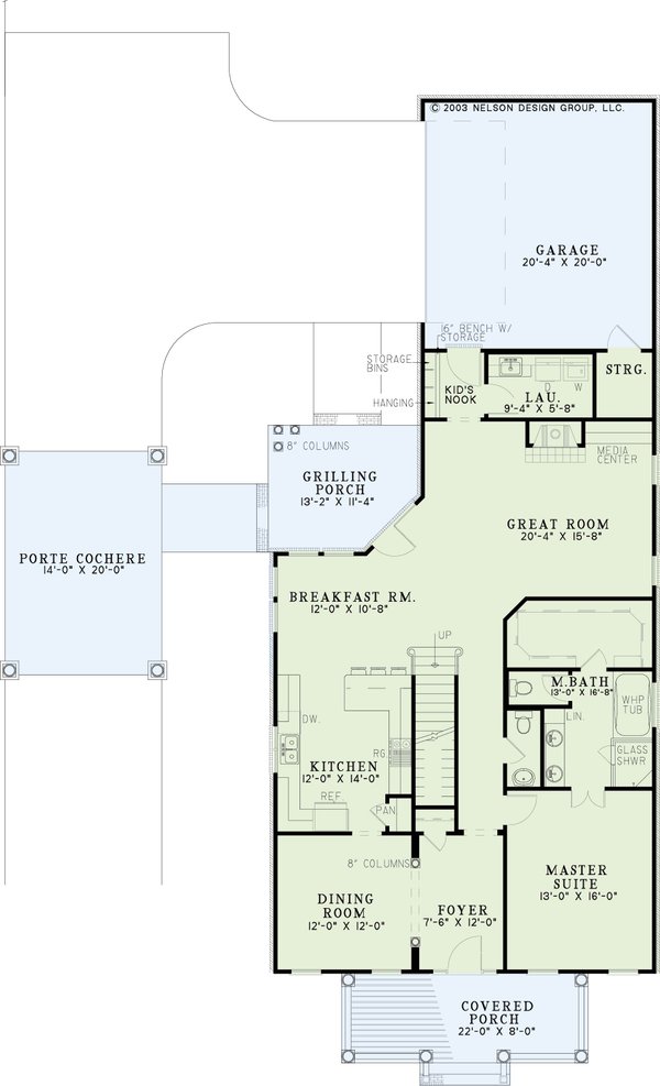 Floor Plan - Main Floor for Colonial House Plan #17-2114 - 3 bed, 2.5 bath
