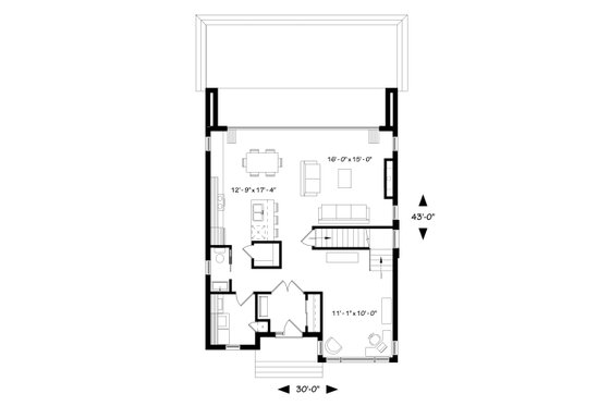 Floor Plan - Main Floor for Contemporary House Plan #23-2646 - 3 bed, 2.5 bath