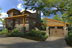 Exterior - Front Elevation 4 for Contemporary House Plan #120-190 - 2 bed, 2 bath