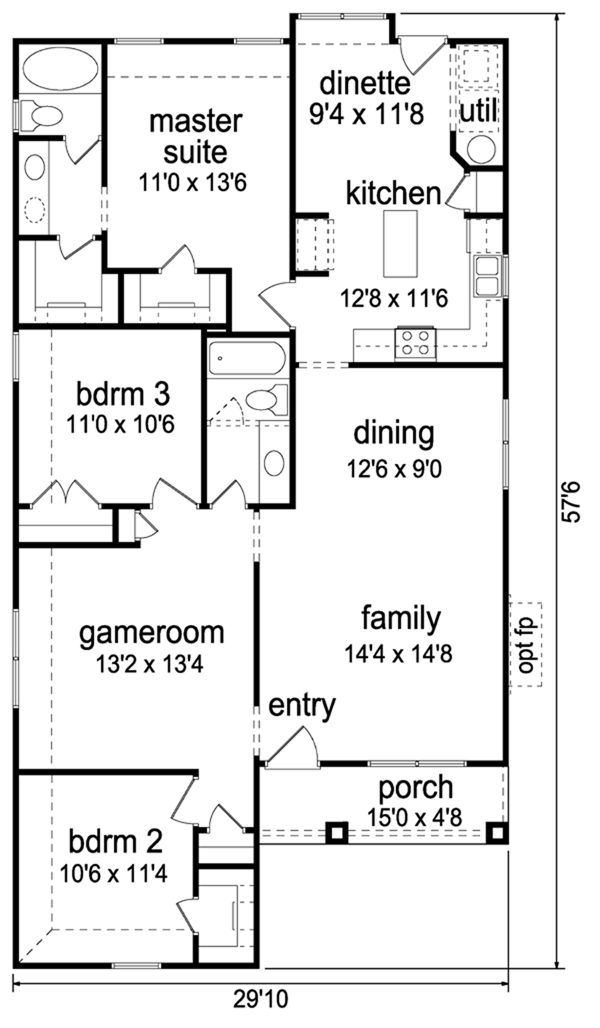 Cottage Floor Plan - Main Floor Plan #84-495